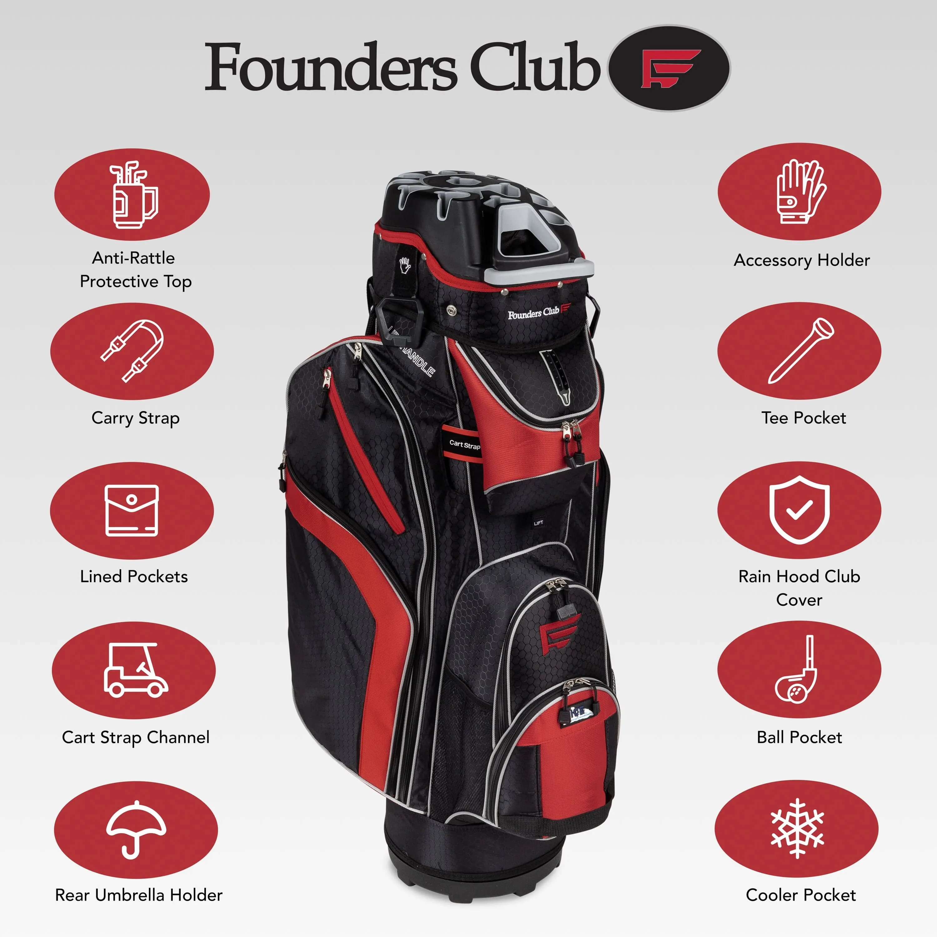 Founders Club 3rd Gen Premium Organizer 14 Way Golf Cart Bag - Charcoal