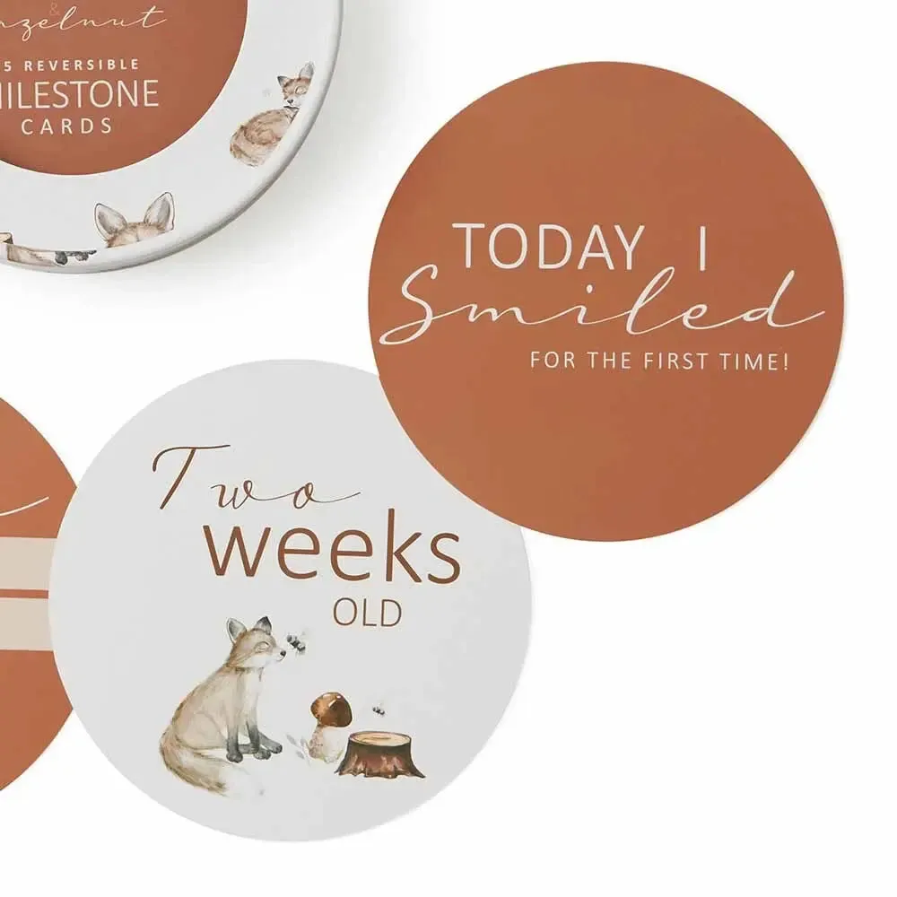 Fox & Hazelnut Reversible Milestone Cards