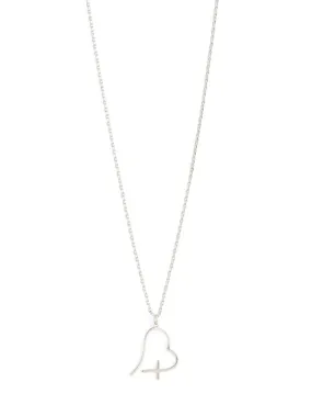 Free Form Heart Cross Necklace - Silver