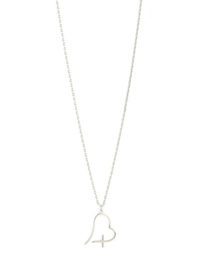 Free Form Heart Cross Necklace - Silver