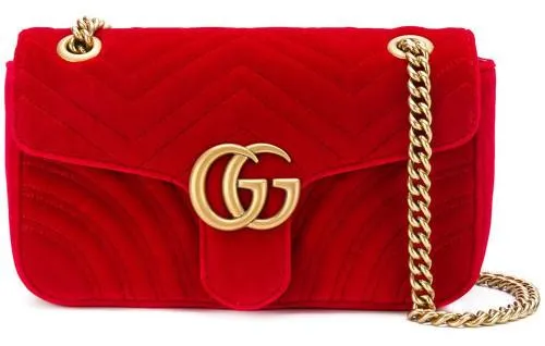 GG Marmont Mini Quilted-Velvet Cross-Body Bag - Red, Pink, Royal Blue