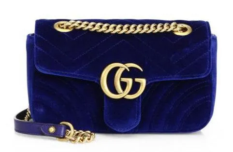 GG Marmont Mini Quilted-Velvet Cross-Body Bag - Red, Pink, Royal Blue