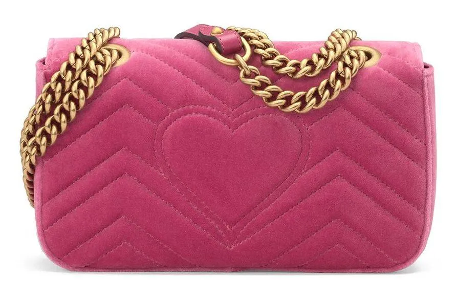 GG Marmont Mini Quilted-Velvet Cross-Body Bag - Red, Pink, Royal Blue