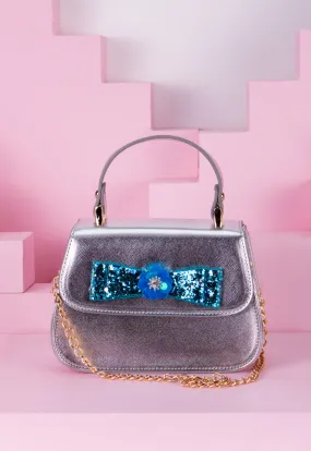 Glitter Bow Tie Flap Crossbody Bag