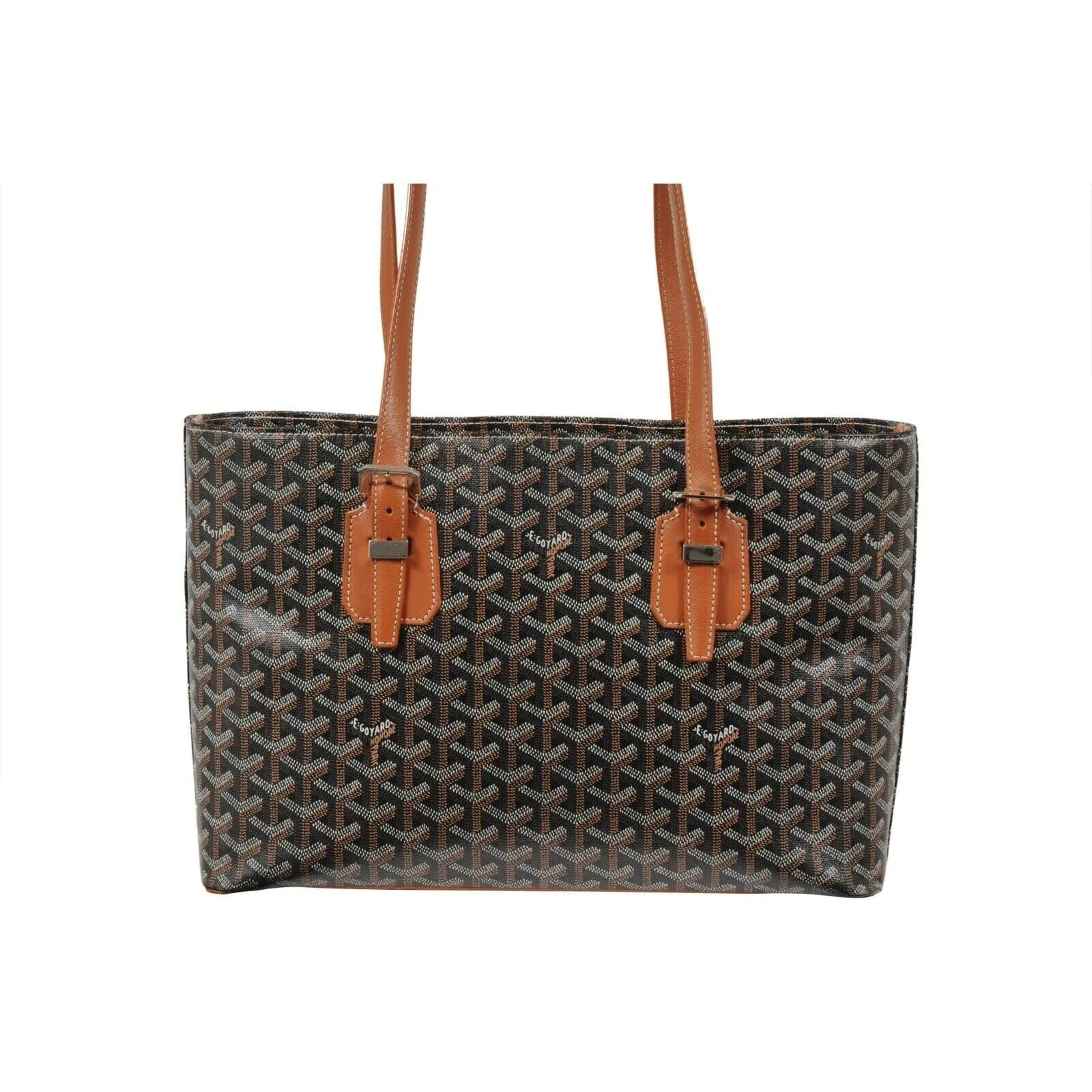 Goyard Sac Saint Marie Galente MM Black Brown Canvas Tote Shoulder Handle Bag