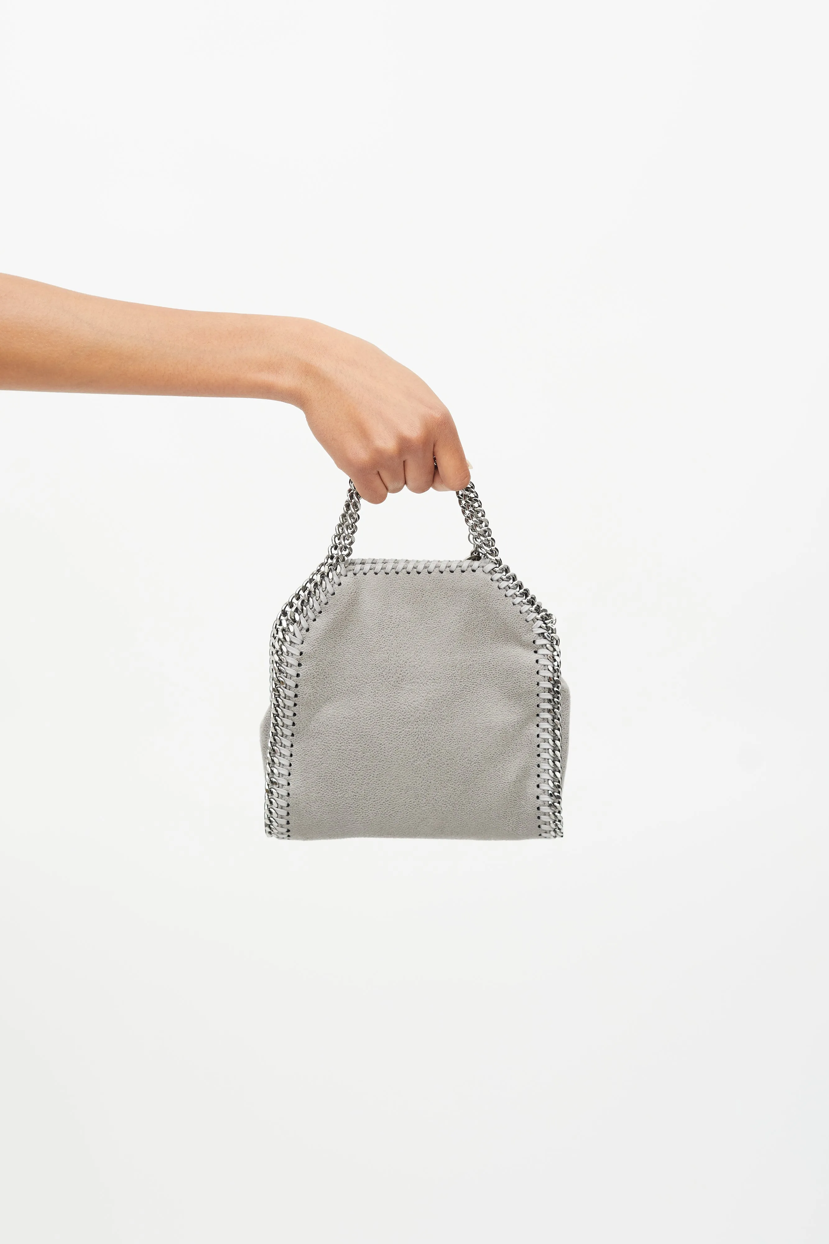 Grey Faux Leather Tiny Falabella Crossbody Bag