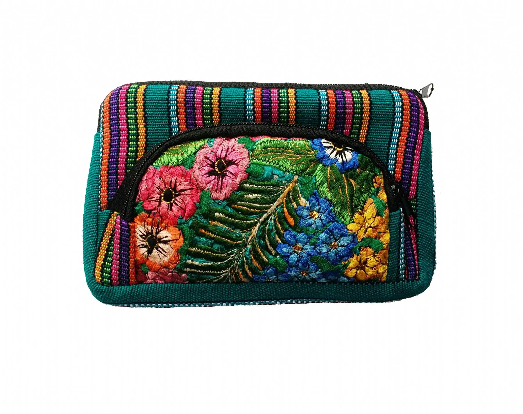 Guatemalan Floral Cosmetic Purse Double Medium