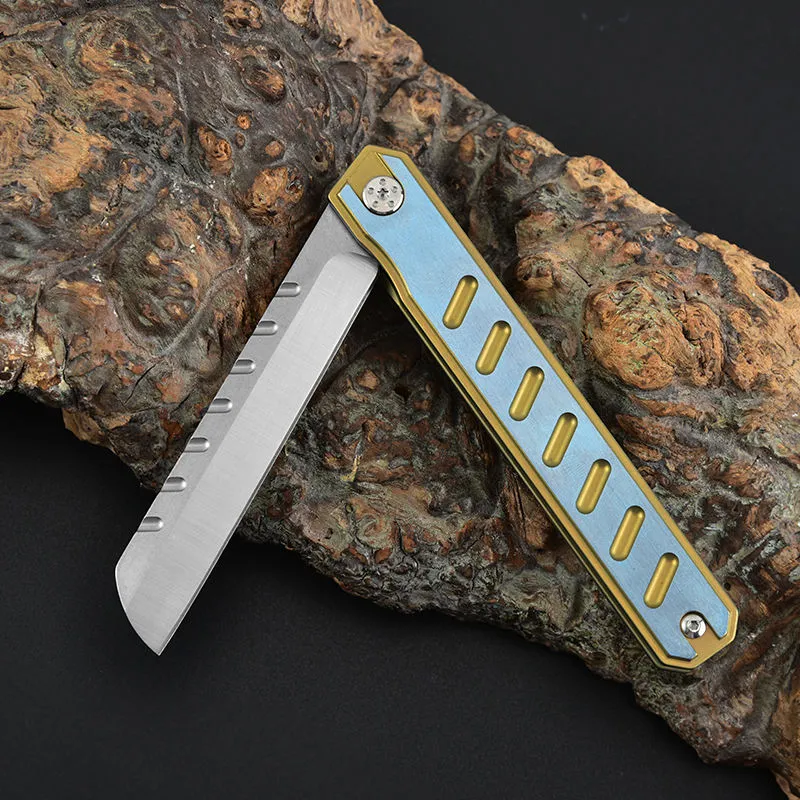 High Quality Tc4 Titanium Alloy Handle And 8Cr14 Steel Blade Outdoor Camping Tactical Knife With Nylon Bag And Gift Box