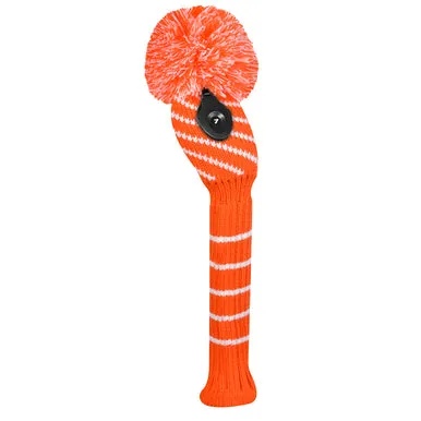 Just 4 Golf: Hyrbid Headcover - Narrow Diagonal Stripe - Orange and White