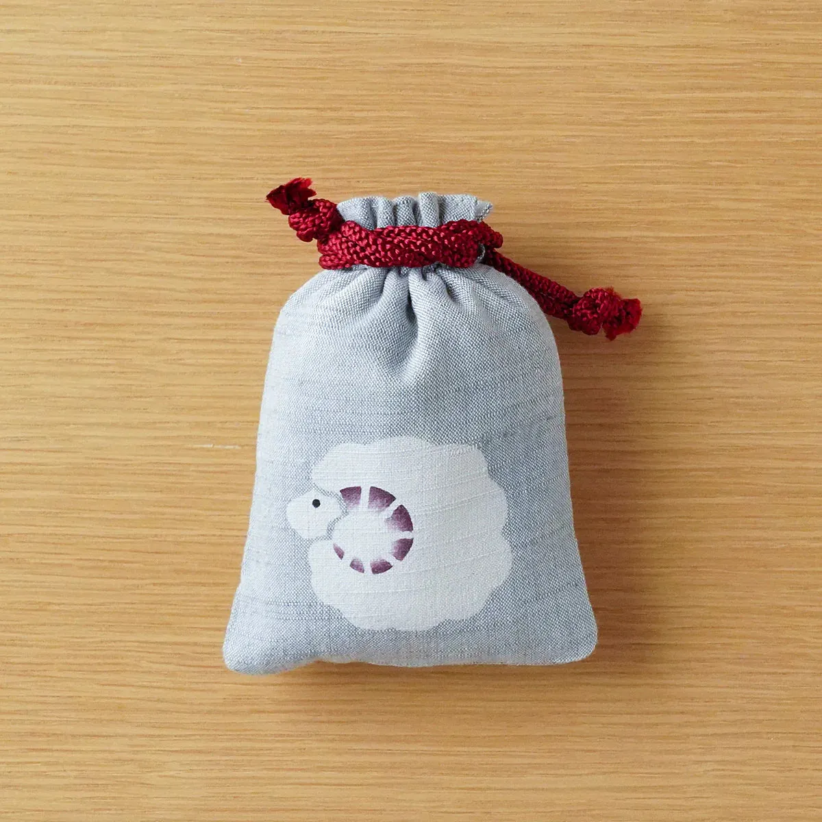 Katazome Small Talisman Bag - Sheep -,  Drawstring Pouch,  Japanese traditional craft bag