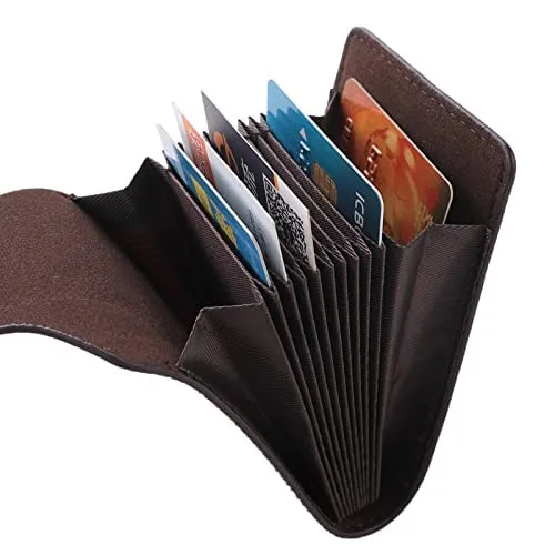 Kuber Industries Card Holder Wallet for Men Women|Debit Credit Card Holder|Wallet for Id, Visiting Card, Buisness Card|Button Closure|Brown (Pack of 4)