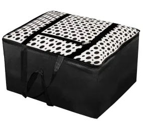 Kuber Industries Dot Printed Large Size Moisture Proof Wardrobe Organizer Storage Bag For Clothes With Zipper Closure and Handle (Black & White)-HS43KUBMART26705