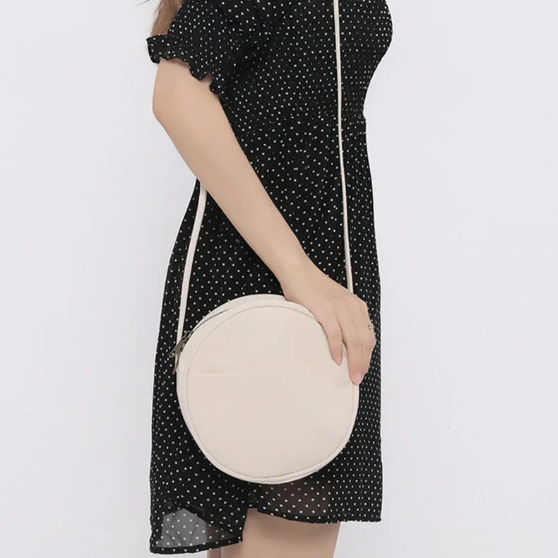 Ladies Canvas Bag With Zipper Round Shoulder Cross Bag