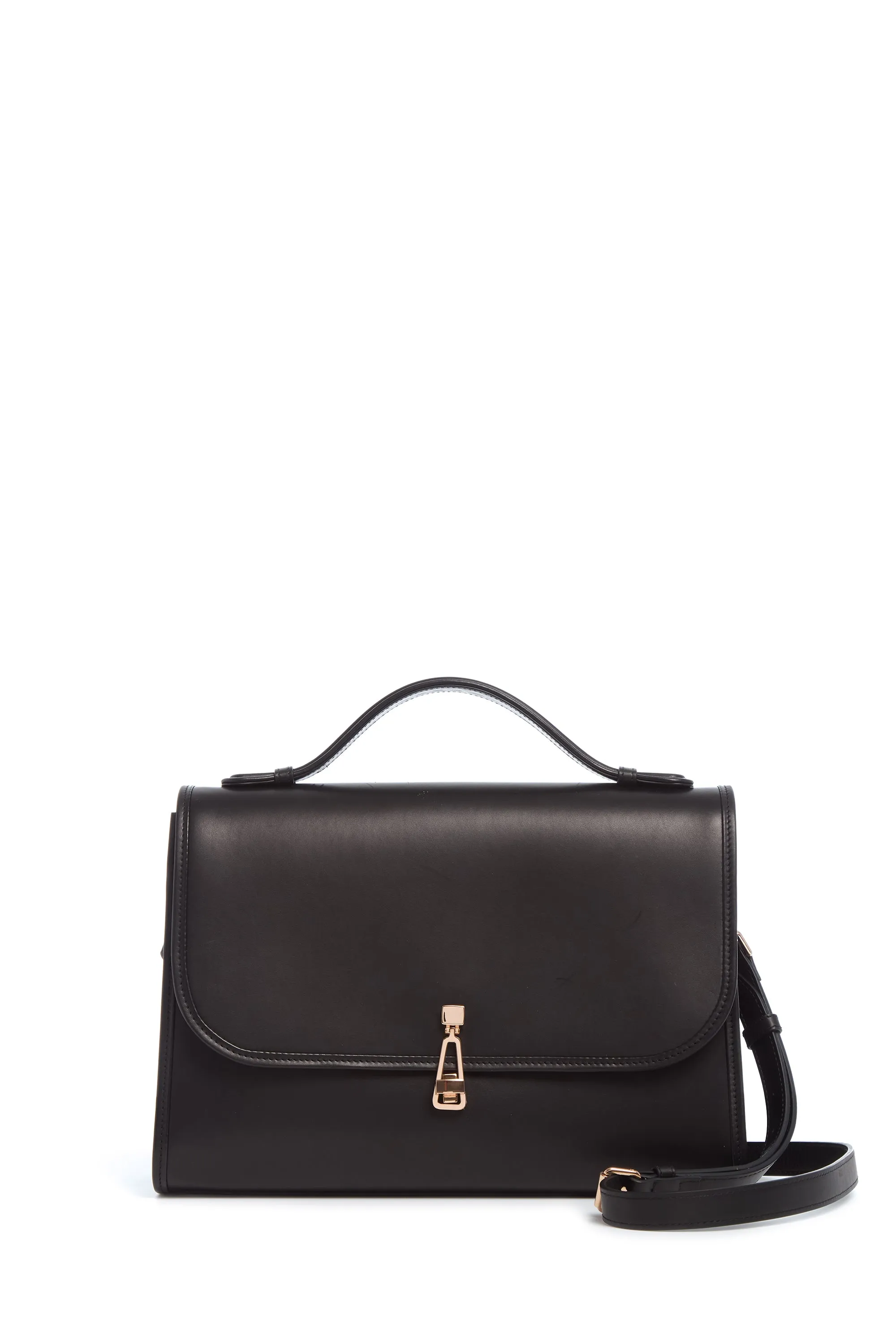 Large Leonora Flap Bag in Black Leather