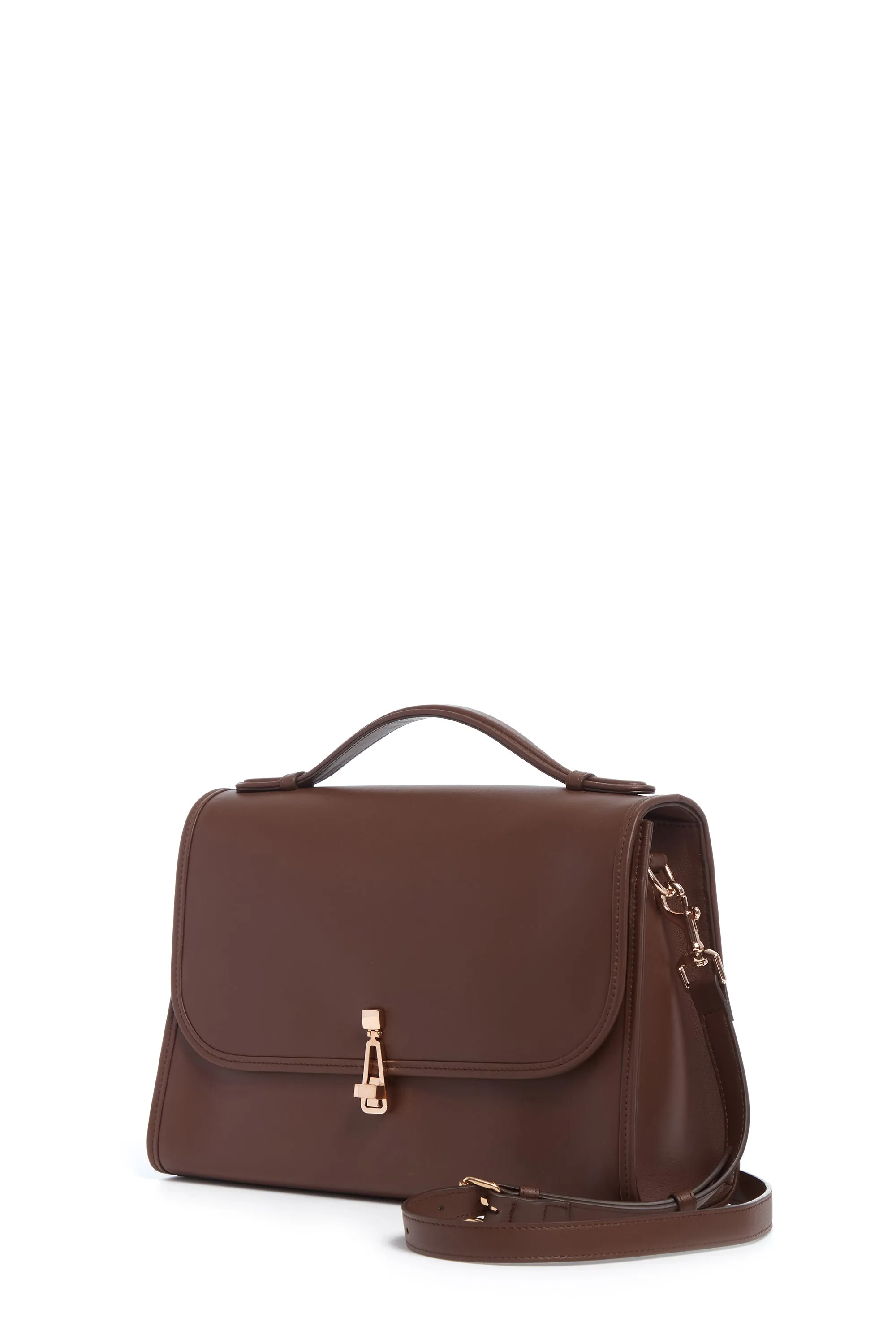 Large Leonora Flap Bag in Chocolate Leather