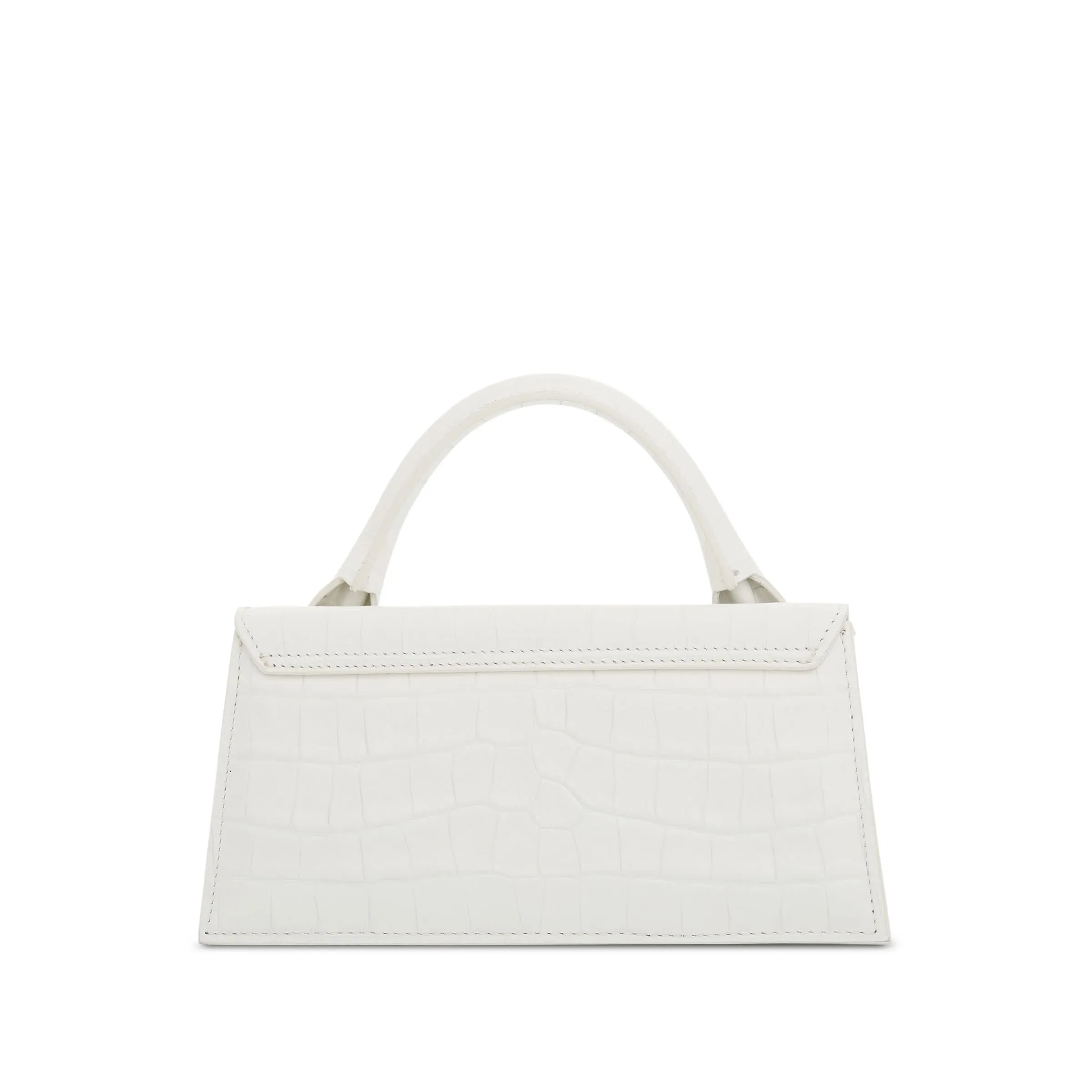 Le Chiquito Long Croc Embossed Leather Bag in Ivory