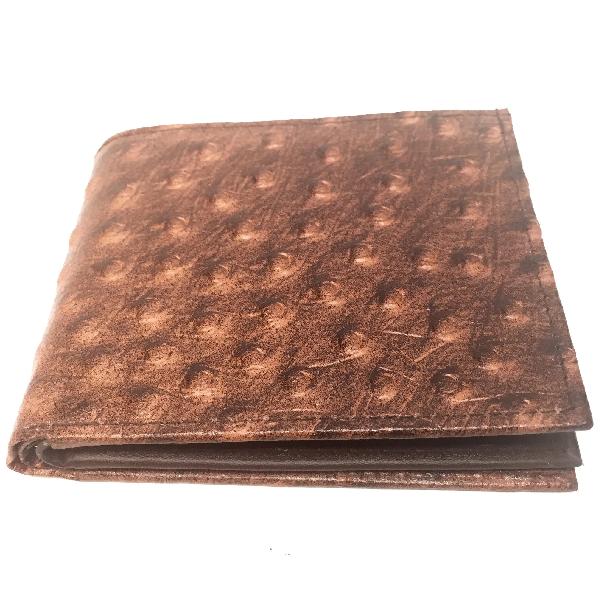 Leather Impressions Ostrich Belly Print Leather Bi-fold Wallet