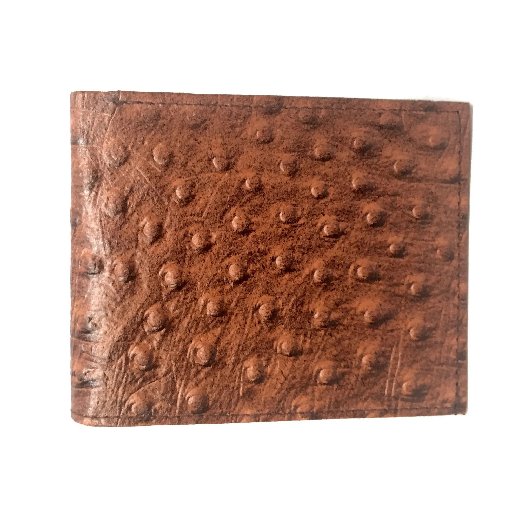 Leather Impressions Ostrich Belly Print Leather Bi-fold Wallet