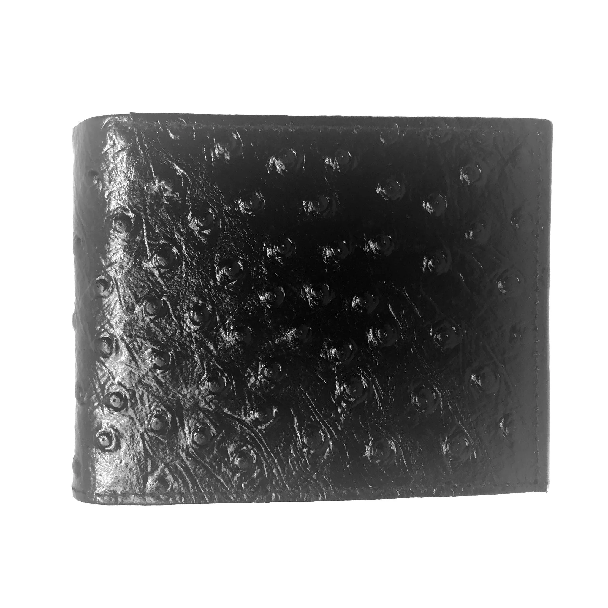 Leather Impressions Ostrich Belly Print Leather Bi-fold Wallet