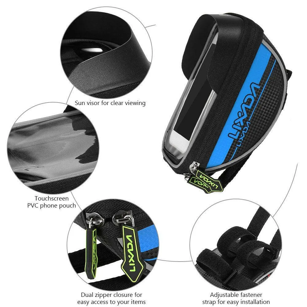 Lixada Cycling Bike Bicycle Bag Top Tube Handlebar Bag Touchscreen Cell Phone Mount Holder MTB Road Bike Bicycle Front Frame Bag