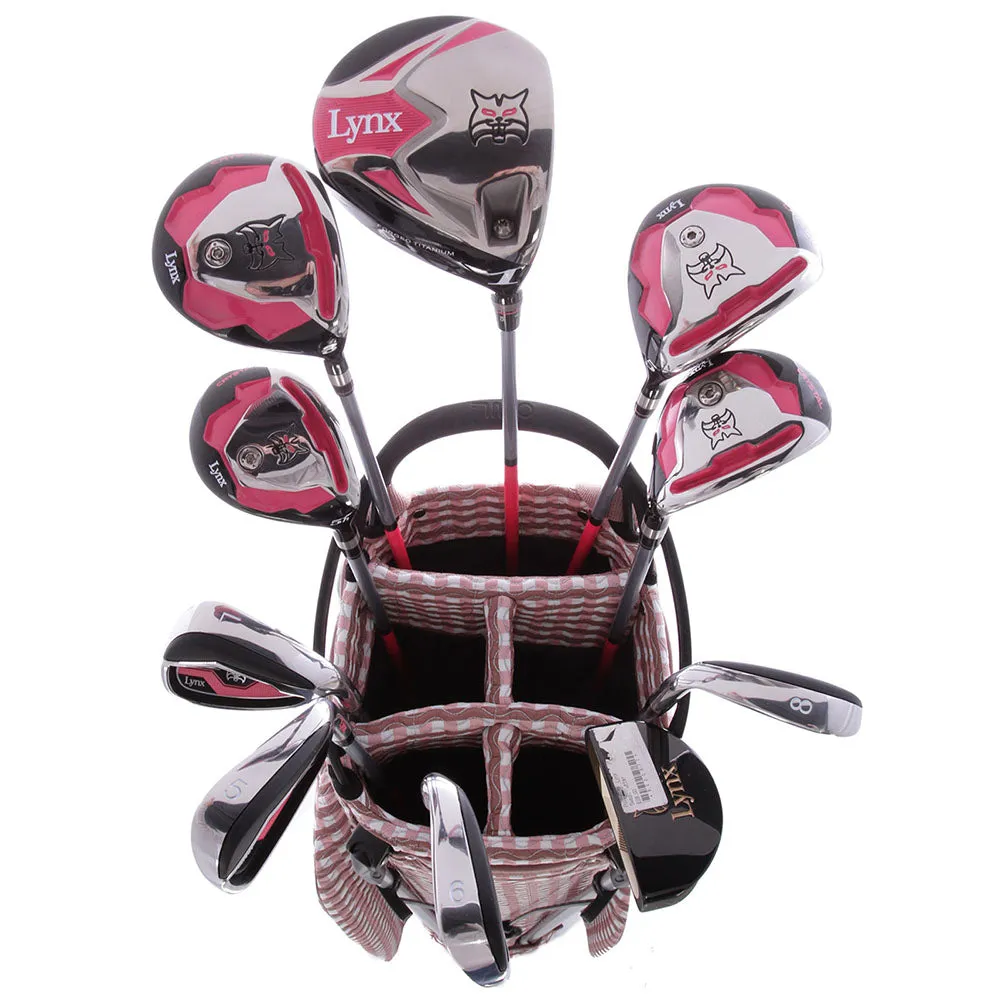 Lynx Ladies 11-Piece Premium Crystal Golf Package Set - White/Dark Brown/Pink