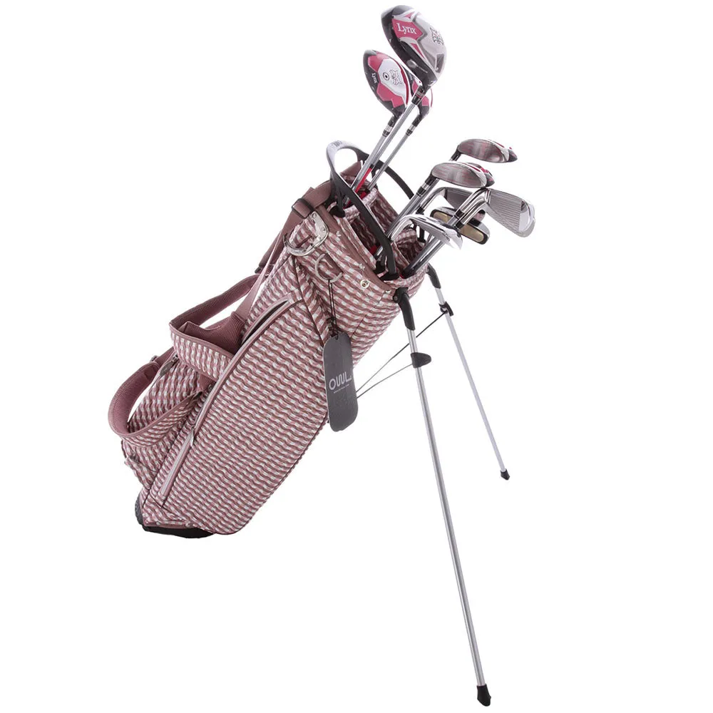 Lynx Ladies 11-Piece Premium Crystal Golf Package Set - White/Dark Brown/Pink