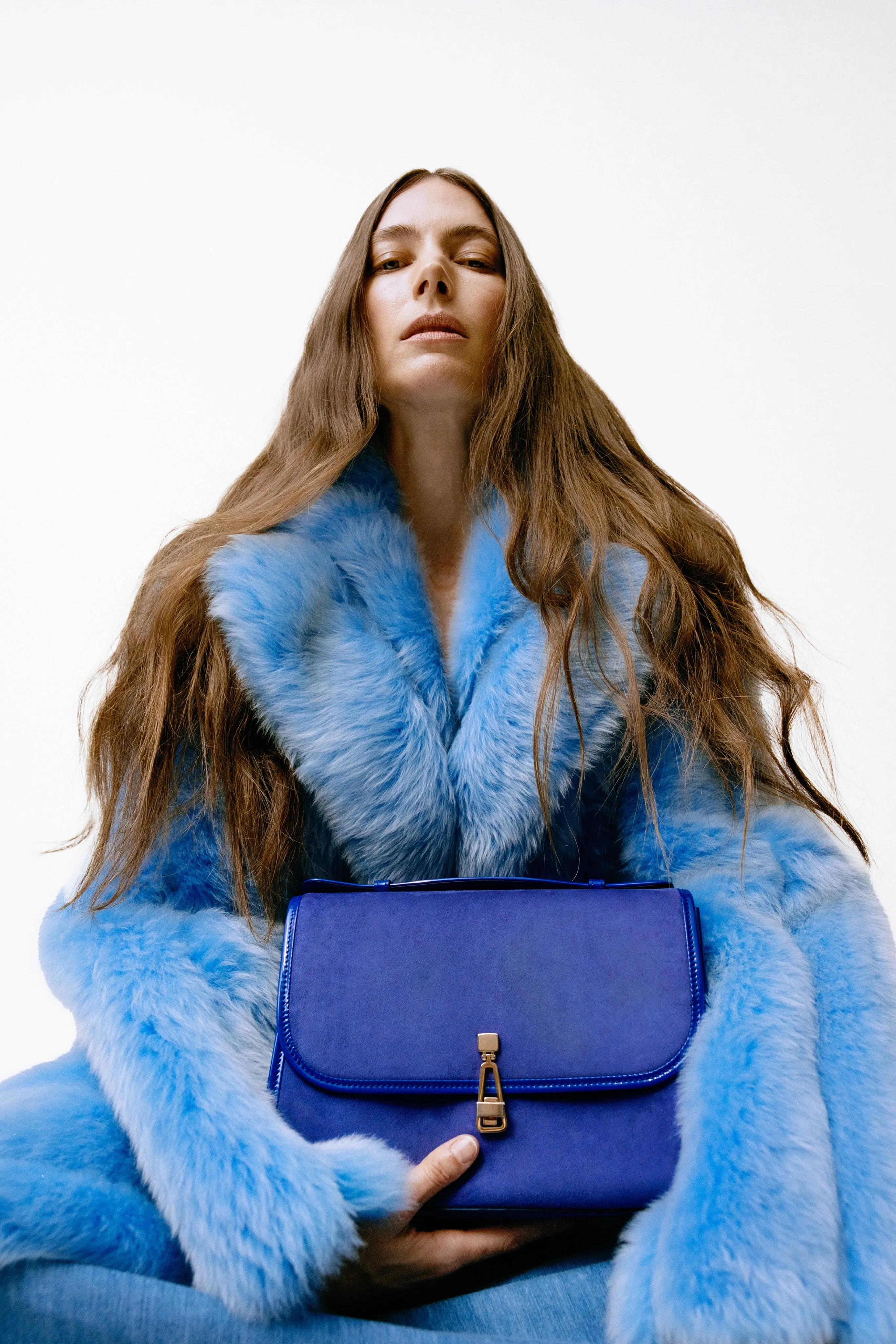 Medium Leonora Bag in Cobalt Suede