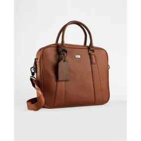 Men Degrees-Textured Pu Document Bag - Tan