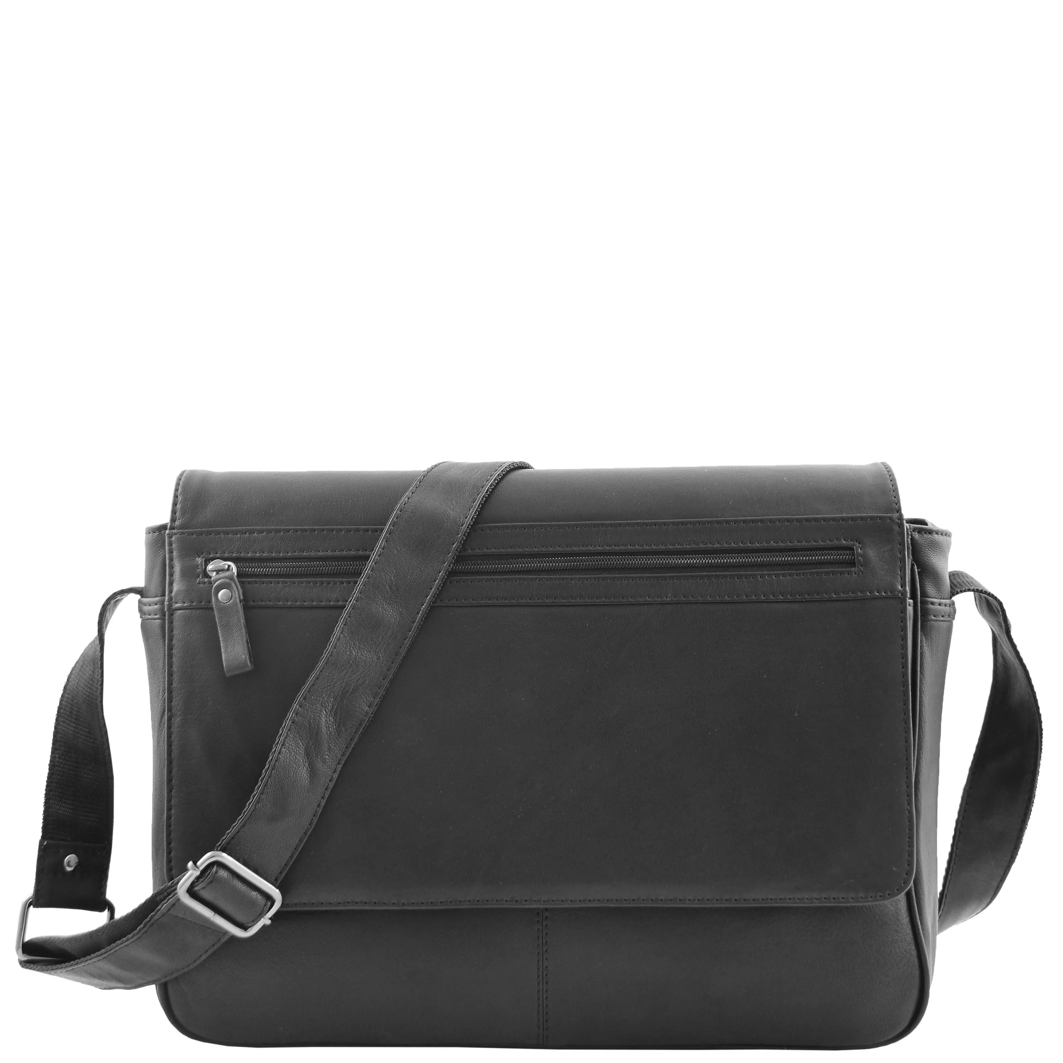 Mens Leather Flap Over Messenger Bag Cheriton Black