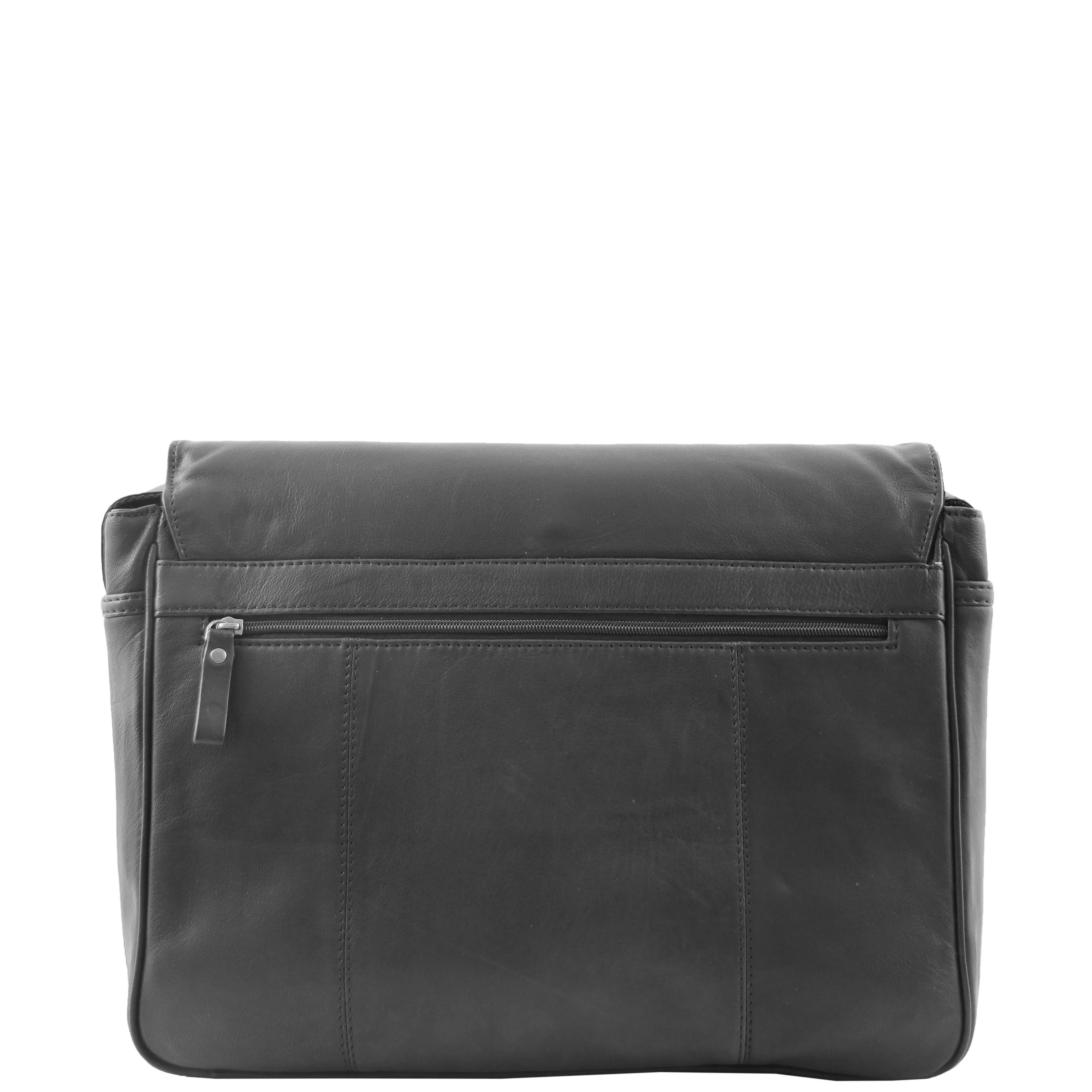 Mens Leather Flap Over Messenger Bag Cheriton Black