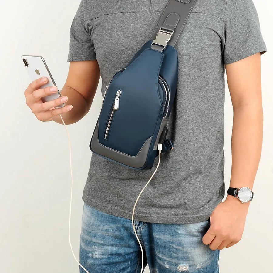 Men's Small Crossbody Bag with USB Charging