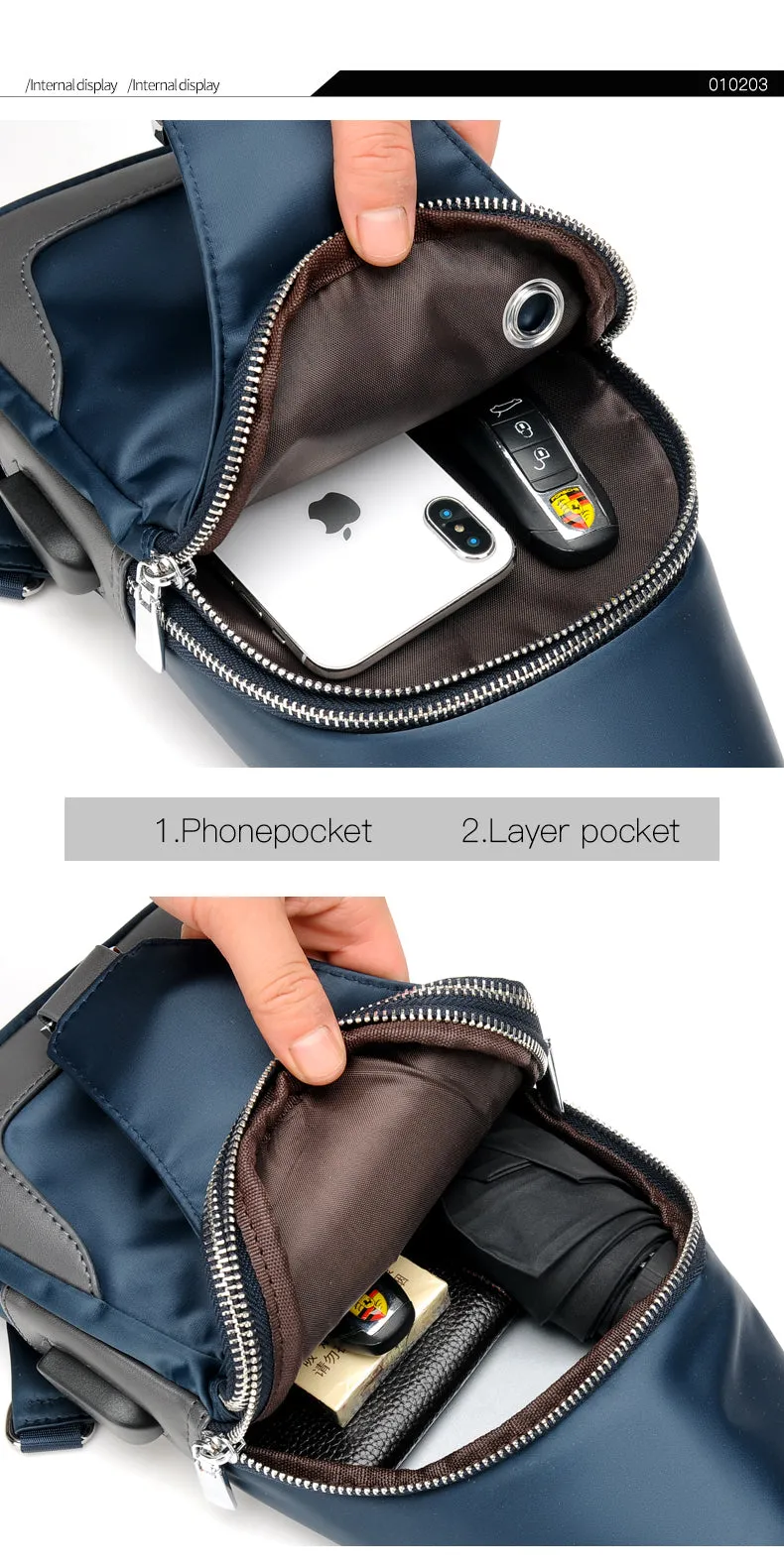 Men's Small Crossbody Bag with USB Charging