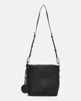 Mini Woven Crossbody Bag, Black /Gunmetal