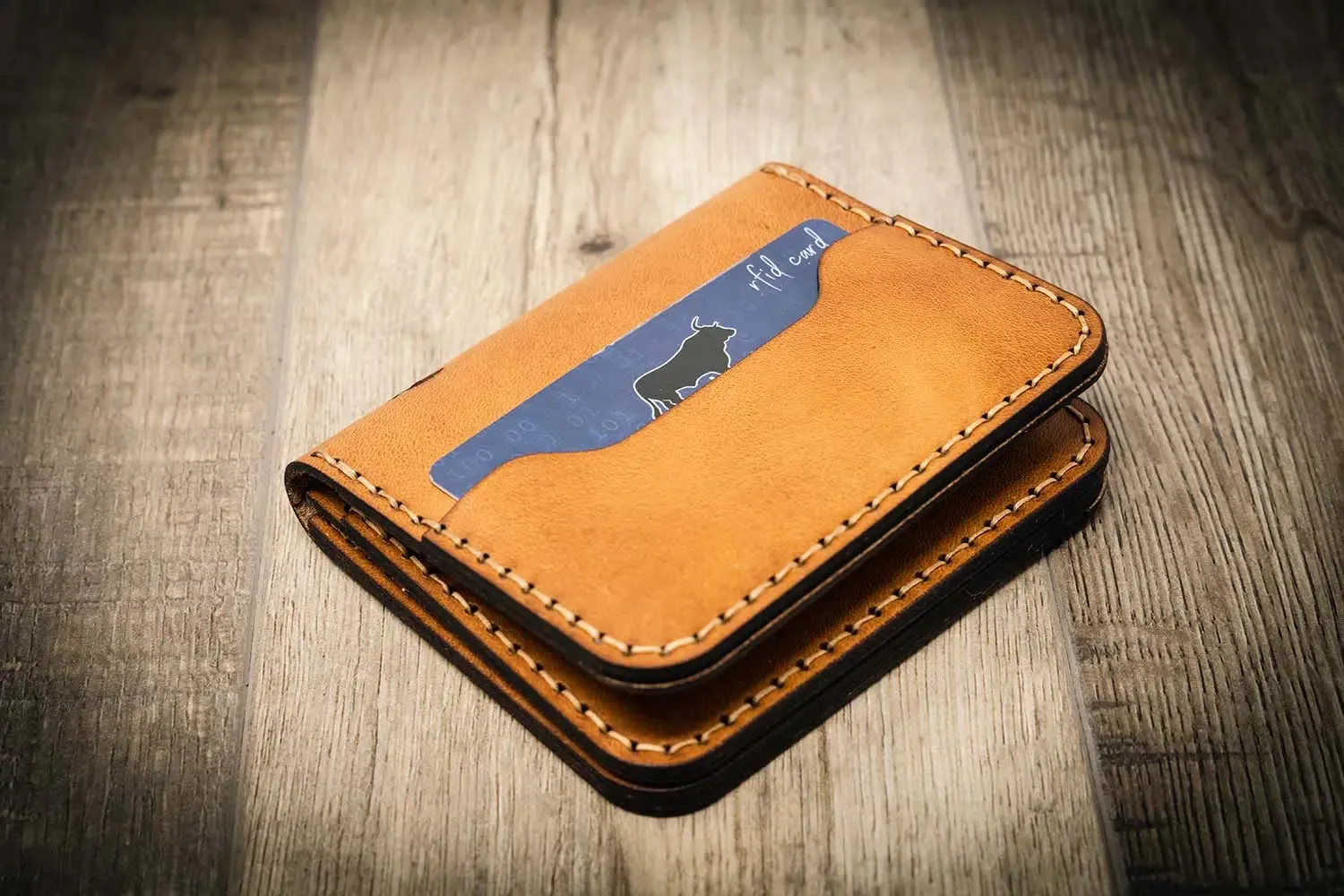 Minimalist Badge Wallet - Saddle Tan