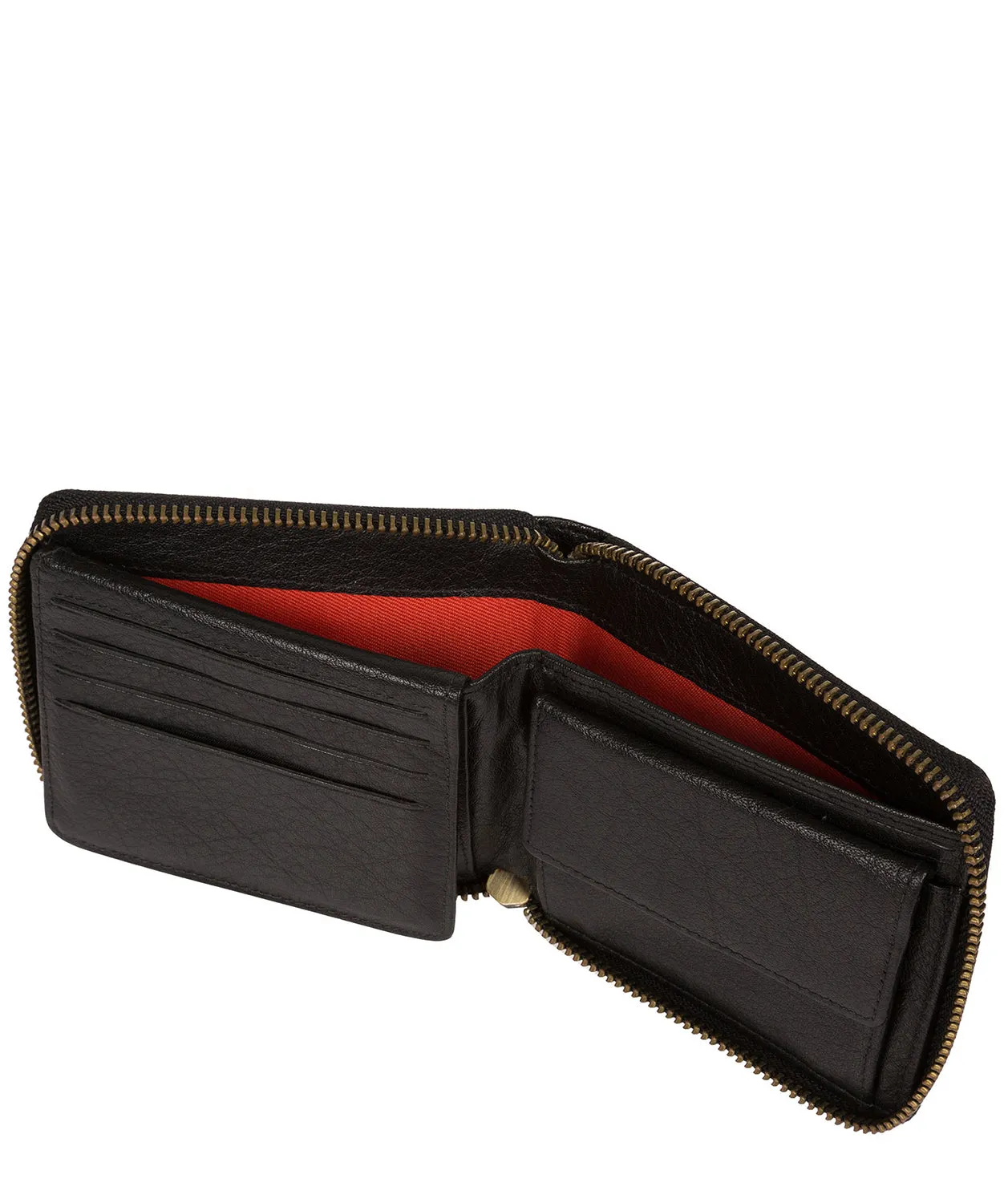 'Morrison' Black Zip Round Leather Wallet