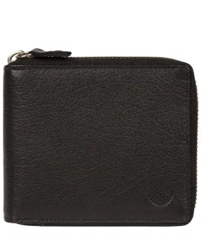 'Morrison' Black Zip Round Leather Wallet