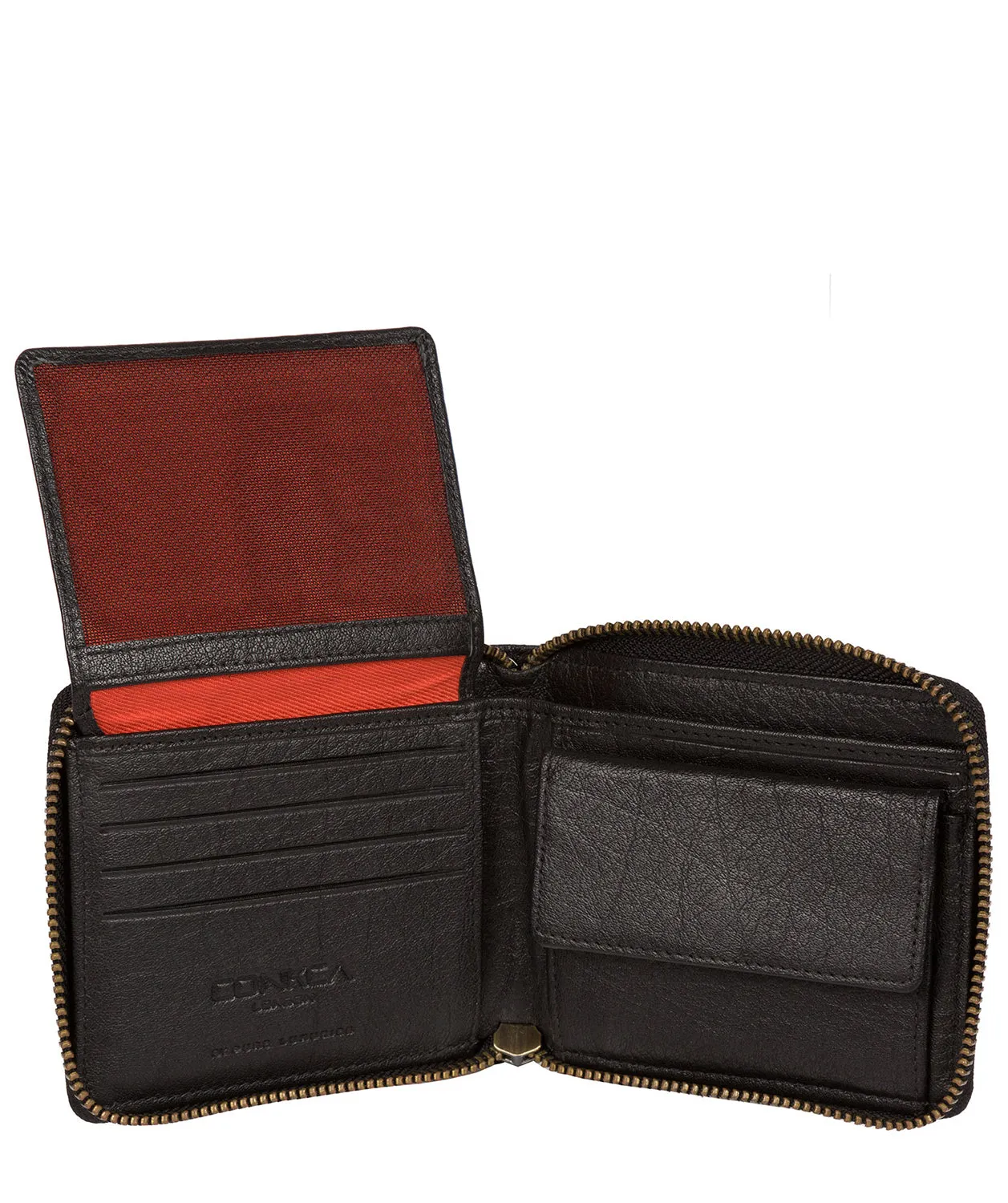 'Morrison' Black Zip Round Leather Wallet