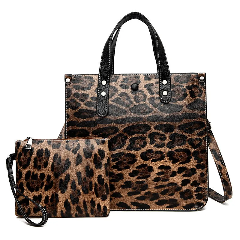 New Geometric Leopard Print Mother Bag Two-piece Set