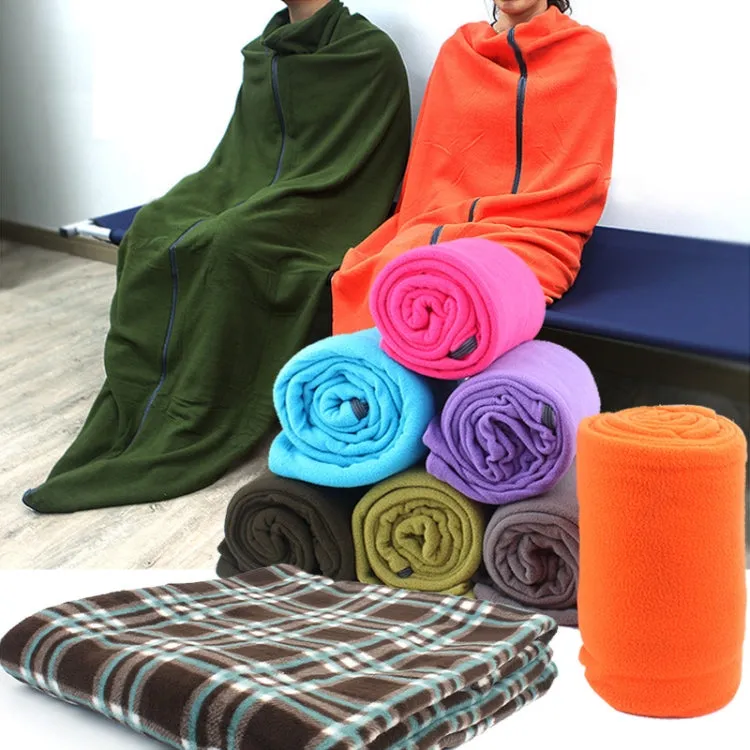 Outdoor Fleece Sleeping Bag Camping Trip Air Conditioner Dirty Sleeping Bag Separated By Knee Blanket During Lunch Break Thickened （Purple)