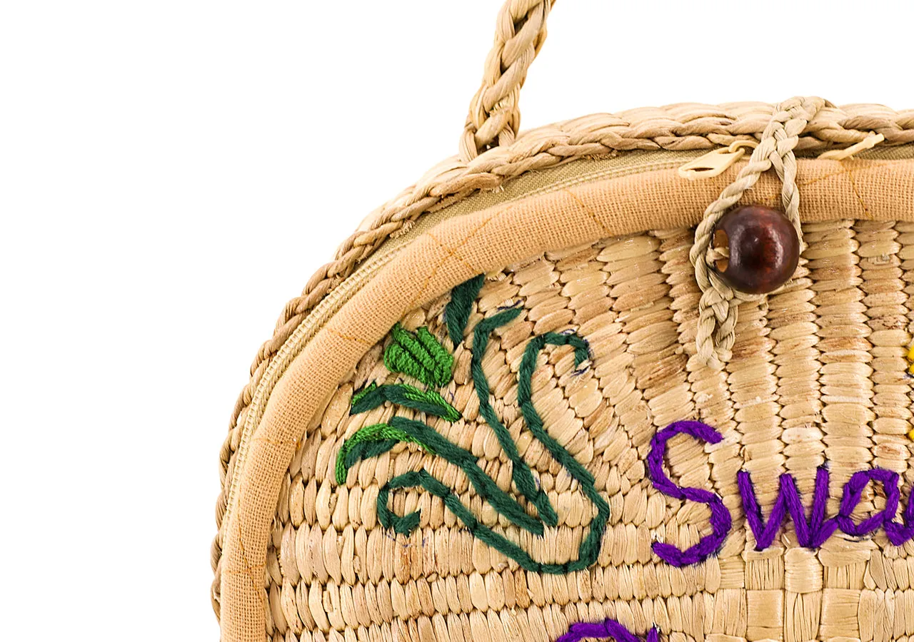 Oval wicker bag