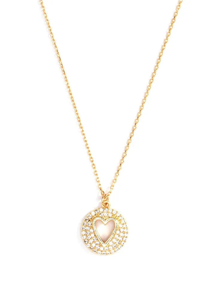 Pave Heart Outline Pendant Necklace