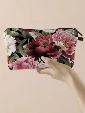 Peony Makeup Bag Cosmetic Organizer Toiletries Bag Makeup Organizer Zip Pouch