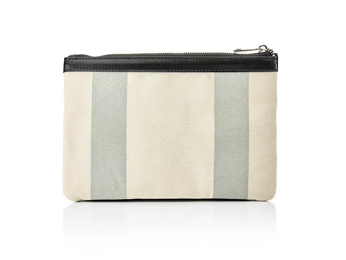 Personalised Striped Canvas Tote Bag & Clutch Bag Set - Grey