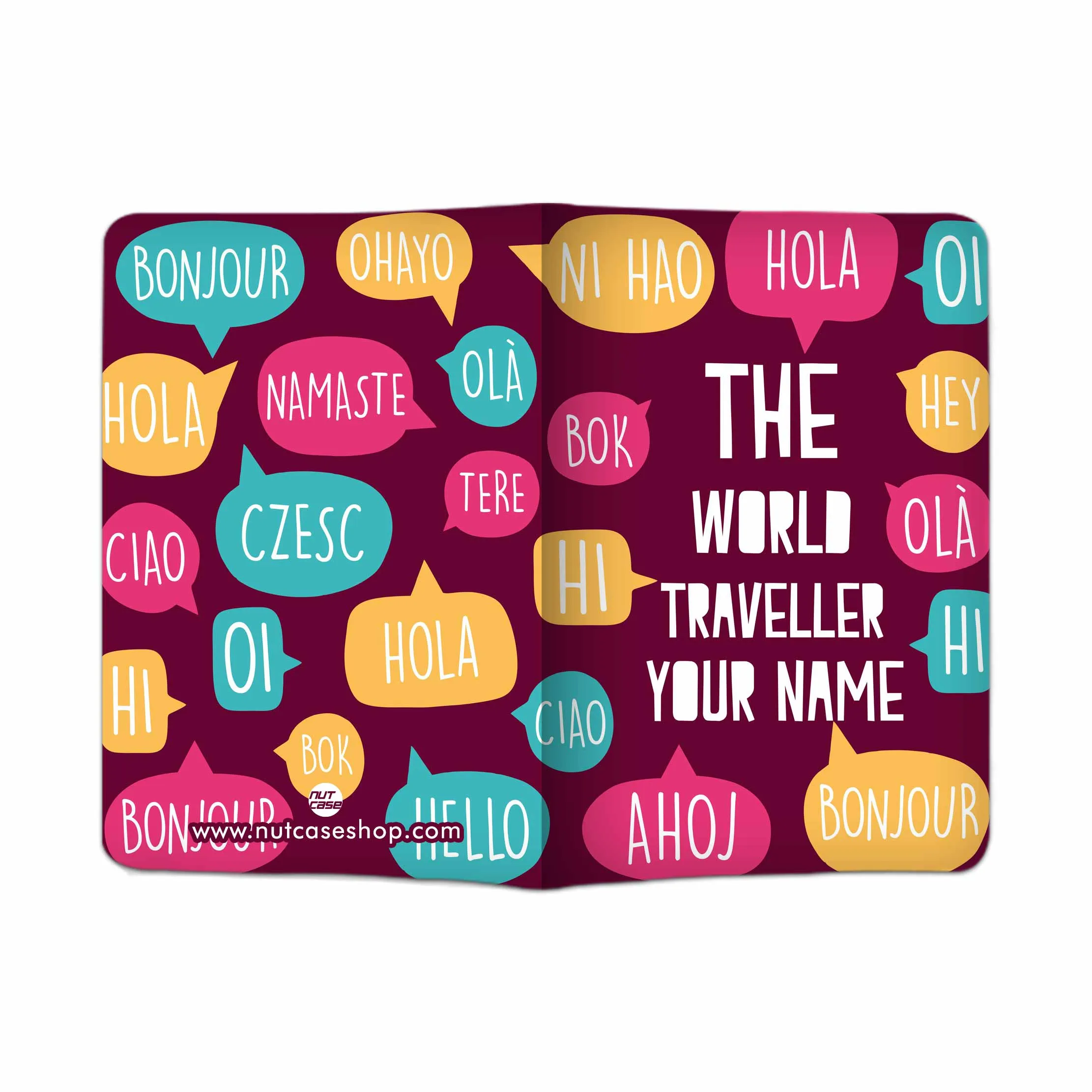 Personalized Passport Cover With Name Suitcase Tag - Hello