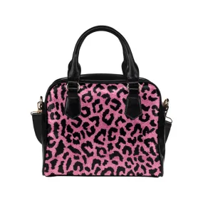 Pink Leopard Purse, Animal Print Cheetah Cute Small Shoulder Bag High Vegan Black Leather Women Crossbody Designer Handbag Bag