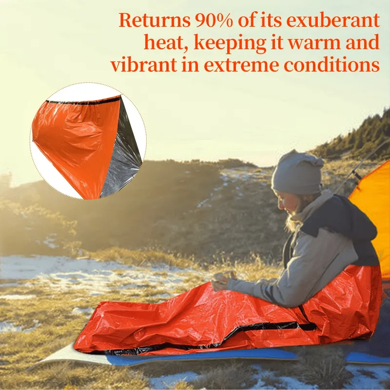 Portable Lightweight Emergency Sleeping Bag, Blanket, Tent - Thermal Bivy Sack For Camping, Hiking, And Outdoor Activities - Windproof And Waterproof Blanket For Survival