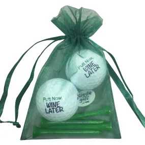 Putt Now, Wine Later 2 Golf Balls & 4 Tees Pack