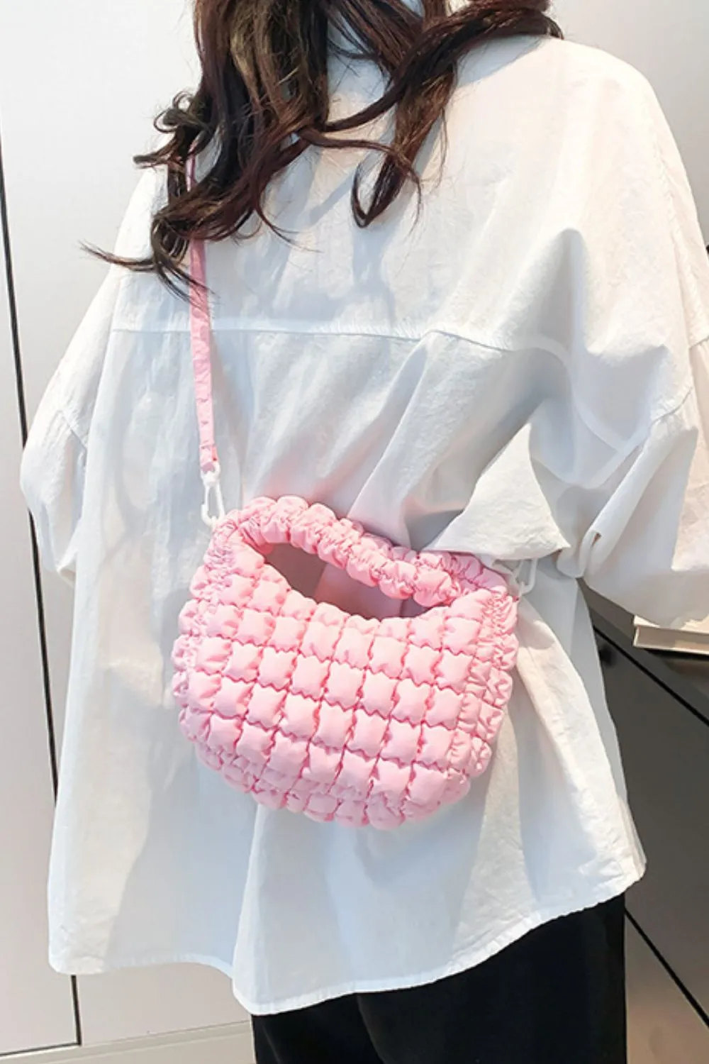 Quilted Puffy Detachable Strap Crossbody Bag