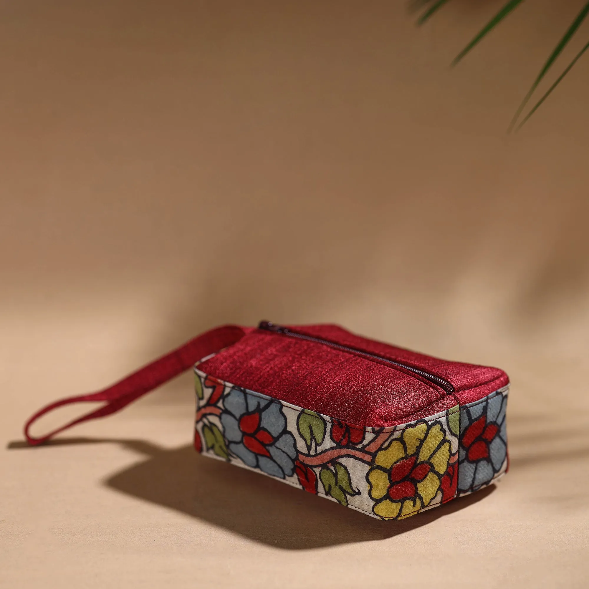 Red - Handpainted Kalamkari Multipurpose Cosmetic/Toiletry Bag 25