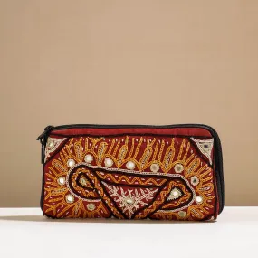 Red - Kala Raksha Rabari Hand Embroidery Toiletry Pouch